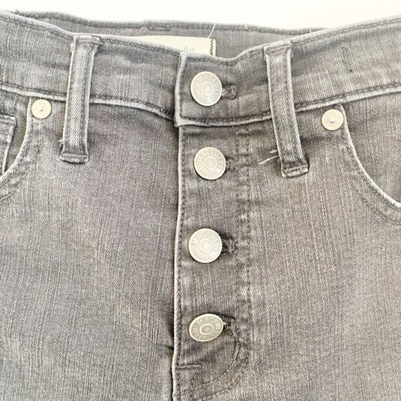 Madewell distressed black raw hem button fly 9" high-rise skinny skirt - 27 - Picture 3 of 10